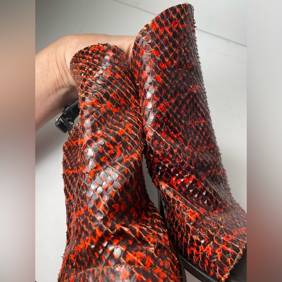 Balenciaga glove snake embossed sandals heels red black 36 - Picture 10 of 15